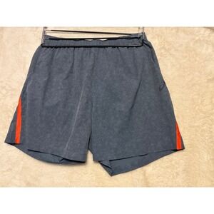 ASICS Mens Running Shorts Gray Orange Mesh Insert Size XL Athletic Gym Workout